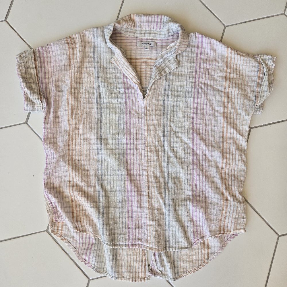 Madewell collared popover short sleeve shirt 100% cotton